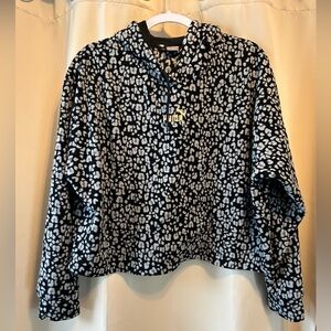 Puma Black & White Leopard Print Hoodie Cropped